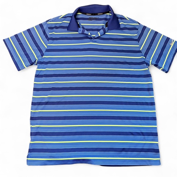 Nike Golf Blue and Yellow Striped Polo collard Shirt size medium - Picture 1 of 9